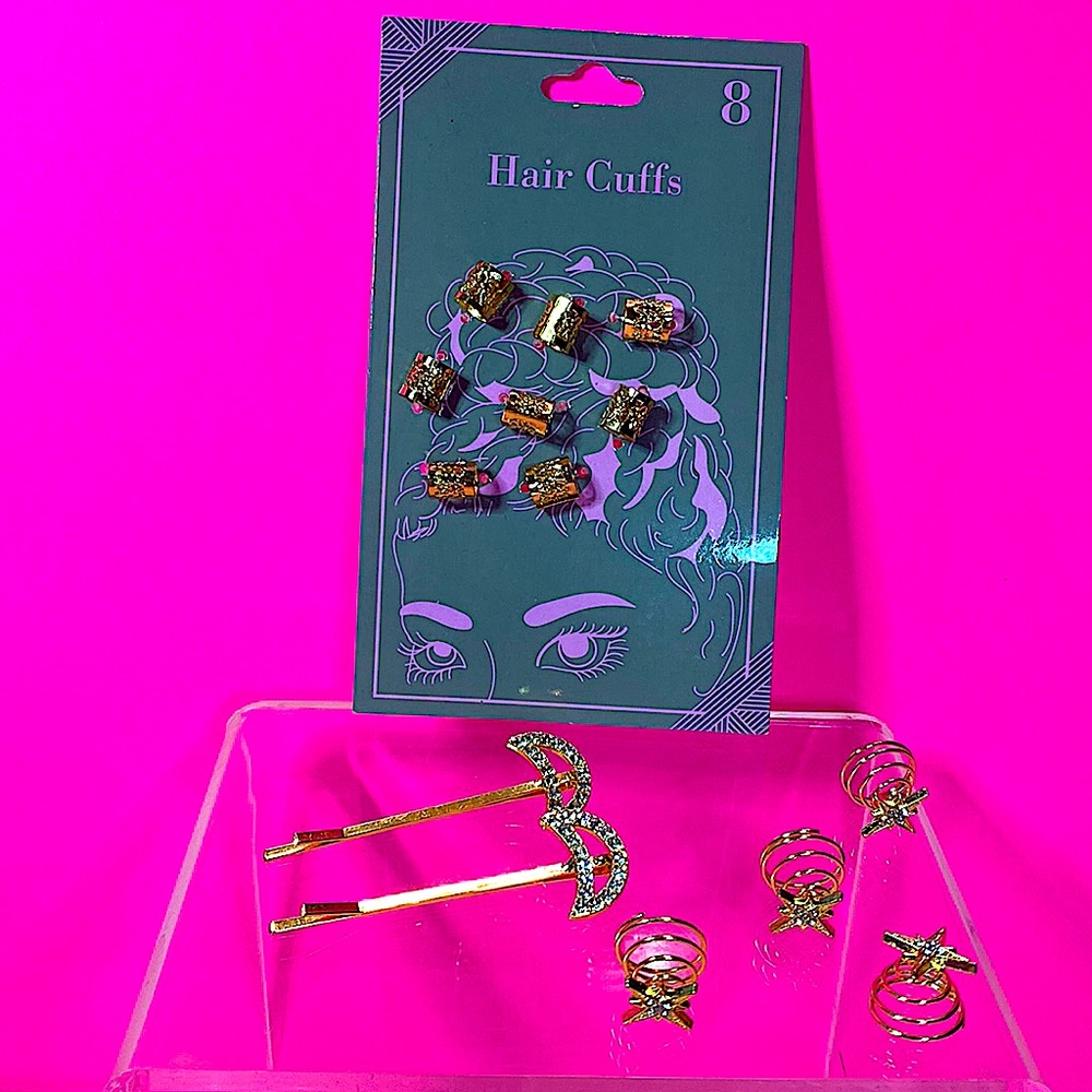 NEW HAIR CUFFS GOLD HAIR JEWELRY 14 PIECE SET